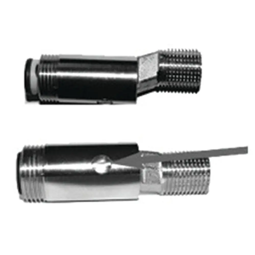 Vernickelte S-Anschlüsse von Ideal Standard, mit Gewinde an beiden Enden. Oben und unten sind zwei Varianten des Anschlusses abgebildet.